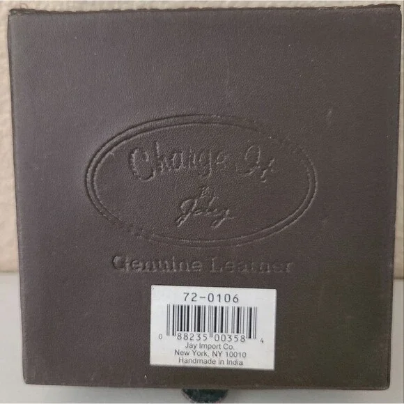 charge it by joey set of 4 brown leather coasters monogrammed with letter H - Picture 3 of 5